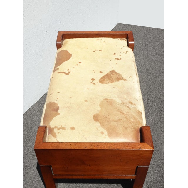 Baker Furniture Company Share Vintage Bill Sofield Baker Furniture Brown Cowhide Bench For Sale - Image 4 of 16