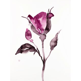 "Rose Study No. 64" Contemporary Original Botanical Ink Painting by Elizabeth Becker For Sale