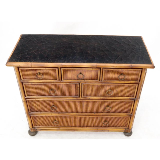 Rattan 7 Drawer Bachelor Chest of Drawers by Baker For Sale - Image 11 of 13