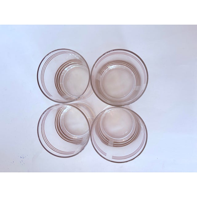 Mid 20th Century Mid-Century Modern Gold Banded Rocks Glasses, Set of Four For Sale - Image 4 of 7