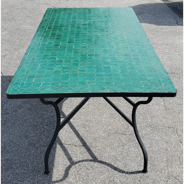 71" Rectangular Hunter Green Moroccan Mosaic Table For Sale In Orlando - Image 6 of 6