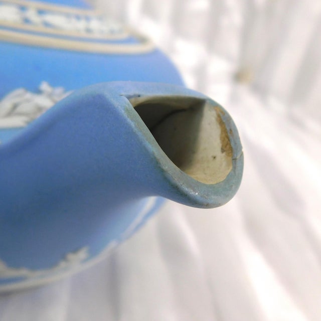 1950s Light Blue Wedgwood Jasperware Teapot For Sale - Image 4 of 9