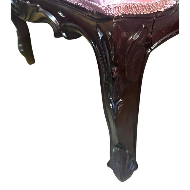 Wood ‘Empress Carlota’ Mahogany Fauteuil - Circa 1860s With New Leather and Otomi Hand Embroidery Upholstery For Sale - Image 7 of 10