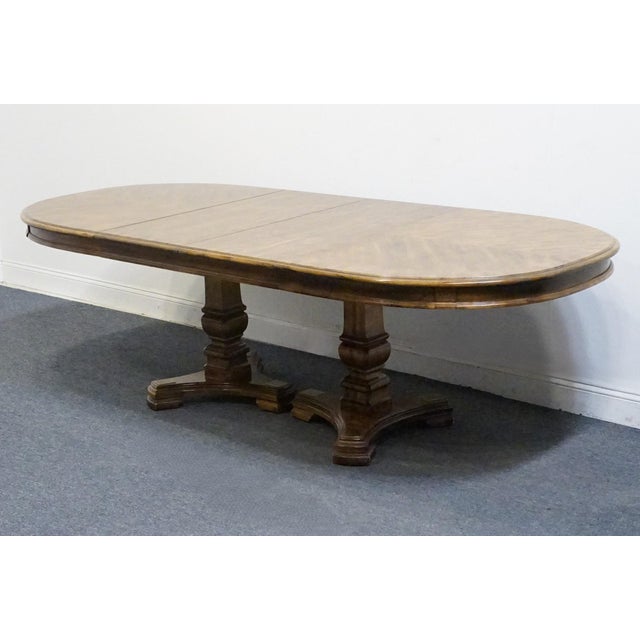 Bernhardt Bernhardt Furniture Walnut French Provincial 100" Oval Double Pedestal Dining Table For Sale - Image 4 of 12