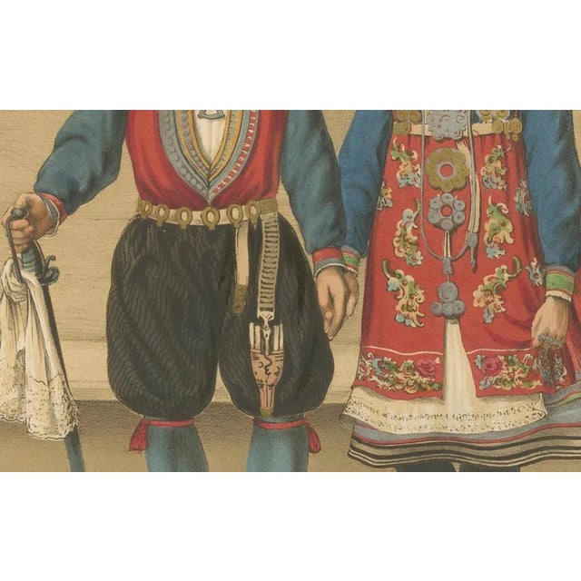 Saetersdalen Couple in Wedding Dress, 1800s, Paper For Sale - Image 3 of 10