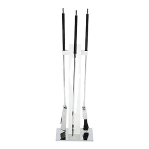 Mid-Century Modern Chrome & Frosted Lucite Fireplace Tool Set by Pace - 4 Pieces