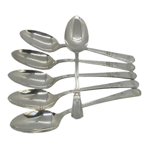 1939 International Silver Court Silverplate Glossy Place Oval Soup Spoons- Set of 6
