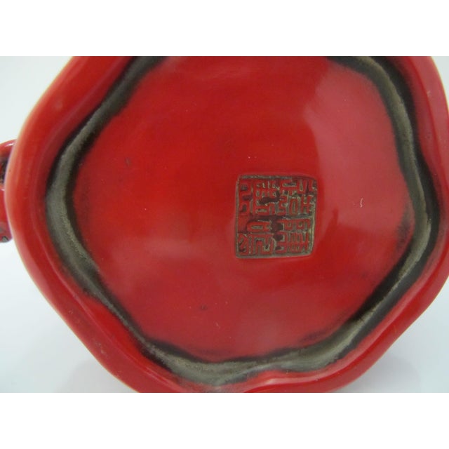Chinese Red Lacquer Tree Trunk Branch Handle Squirrel Finial Lid Teapot For Sale - Image 10 of 15