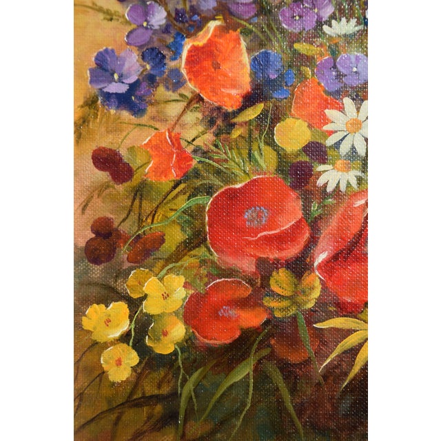 Hermann Dieste, Still Life with Wildflowers, 1980s, Oil Painting, Framed For Sale - Image 8 of 12