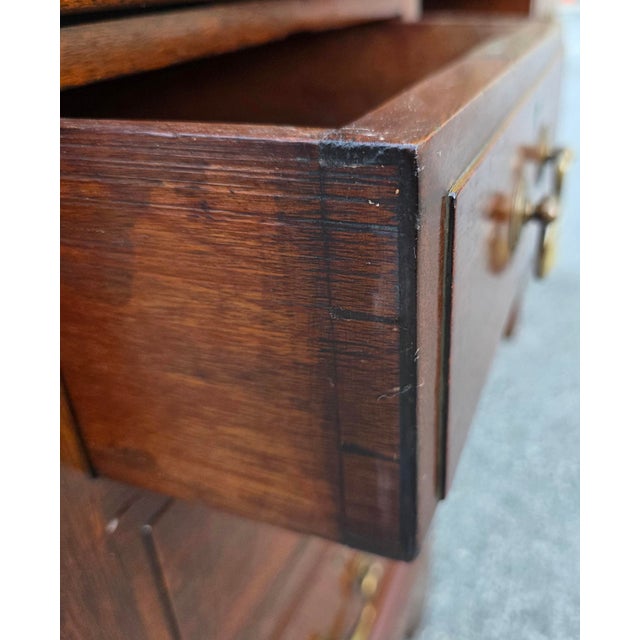 Antique Early 19th Century English Georgian Mahogany Partners' Desk With Green Leather Writing Surface, [54"w X 35.5"d X 30.5"h] For Sale - Image 11 of 18