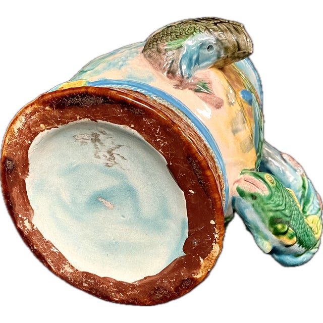 Ceramic Vintage Majolica Ceramic Fisherman's Tankard For Sale - Image 7 of 9