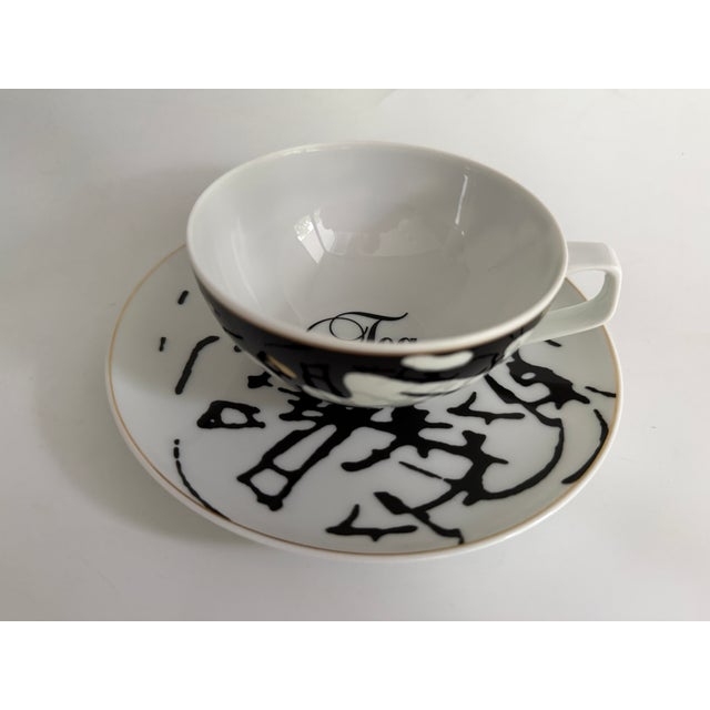 Rosenthal Tea Art Collectors Essentials Motif No. 6 Tea Cup and Saucer by Michael Miklas and Walter Gropius for Rosenthal Studio Linie, 1990, Set of 2 For Sale - Image 4 of 6