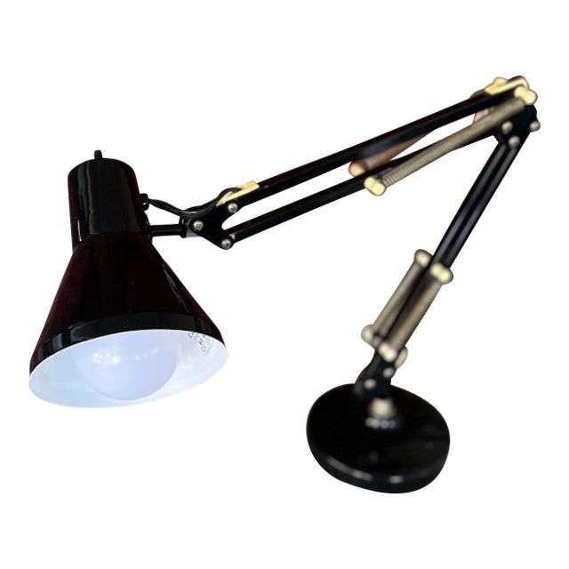 Vintage Adjustable Black Desk Lamp With Articulating Arms For Sale