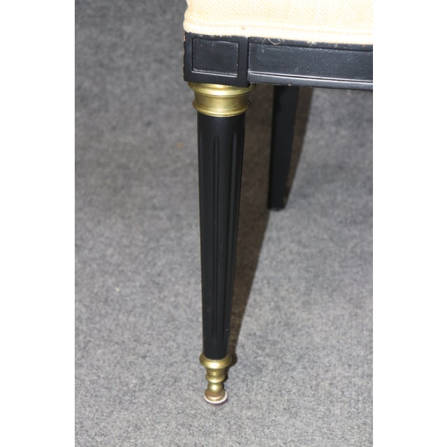 20th C. Set 12 Jansen Ebonized Louis XVI Style Lyre Back Dining Chairs For Sale - Image 10 of 17