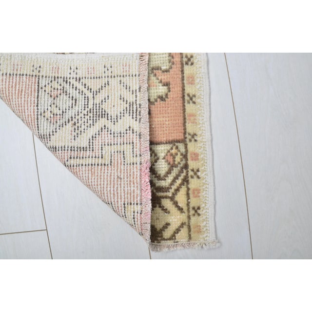 1960s 1960s Handmade Faded Wool Bohemian Small Rug For Sale - Image 5 of 6