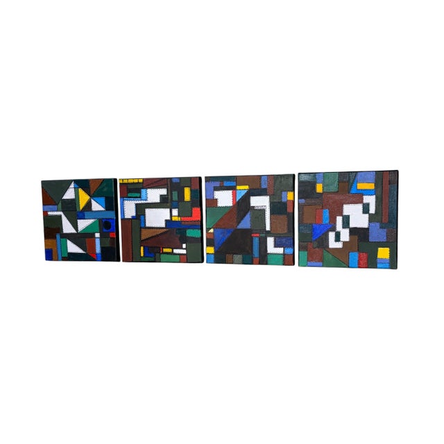 Abstract Abstract Mixed Media Acrylic Set of Four Panels Titled Bojagi by Yjr For Sale - Image 3 of 11