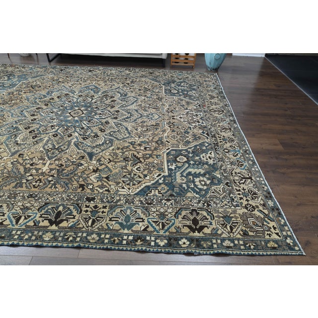 1970s Vintage Persian Handmade Wool Cotton Light Brown Area Rug For Sale In San Francisco - Image 6 of 11