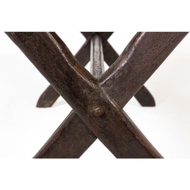 An Unusual 19th Century English Pine Painted Tavern Trestle Table. This unique piece of furniture has an excellent...