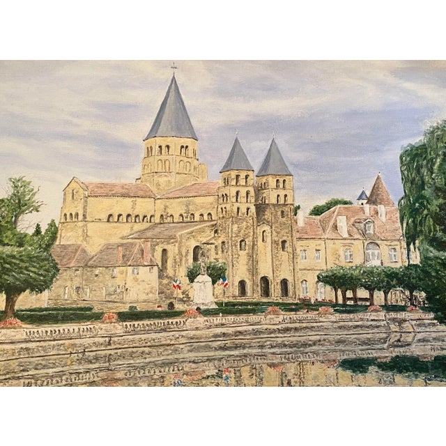 1980s 1980’s French Oil on Canvas Still Life “Basilica of Paray-Le-Movial” by Artist J. Woodward For Sale - Image 5 of 13