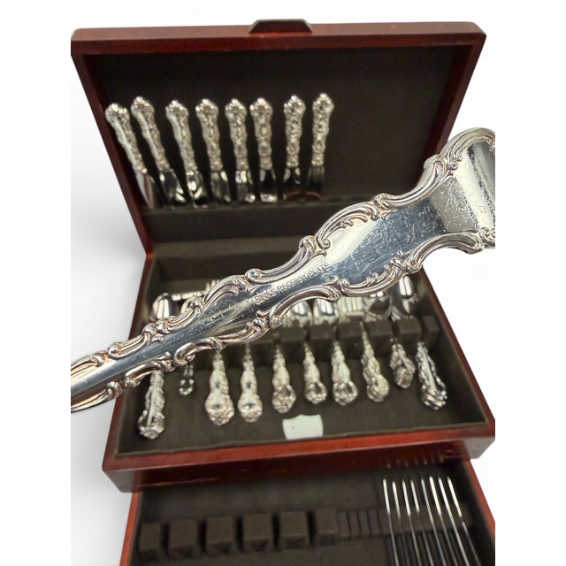 Rococo Vintage Birks Regency Plate "Louis De France" Silverplated Flatware Set - 74 Pieces (Service for 8) With Chest For Sale - Image 3 of 11