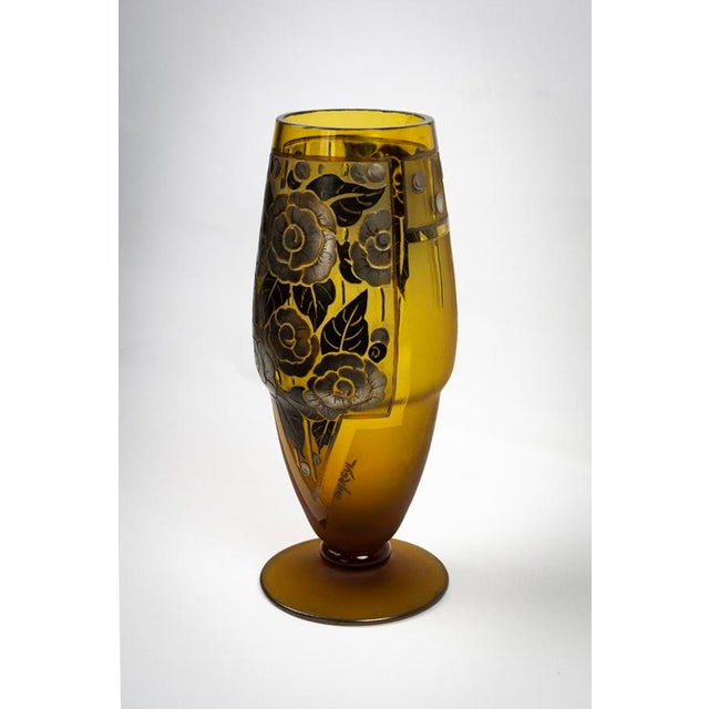 Amber-Tinted Glass Vase, 1930s For Sale - Image 3 of 11