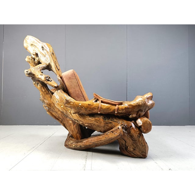Olive Wood Lounge Chair, 1960s, in Very Good conditions. Designed 1960 to 1969