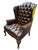 Mid 20th Century Queen Anne Style Tufted Leather Look Wingback Chair For Sale - Image 9 of 9