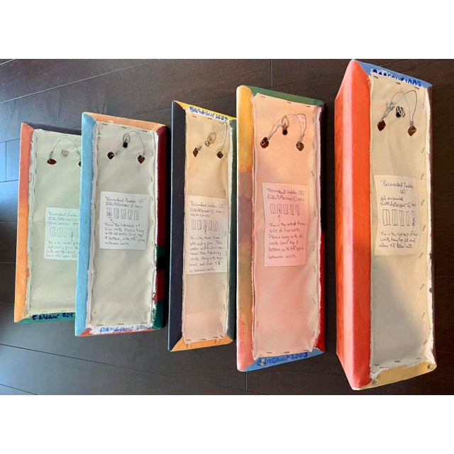 Red Ruth Bercaw Five-Piece Art Installation "Recumbent Ladder 2" Made in 2003, Oil-Painted Pentahedron Canvases For Sale - Image 8 of 12