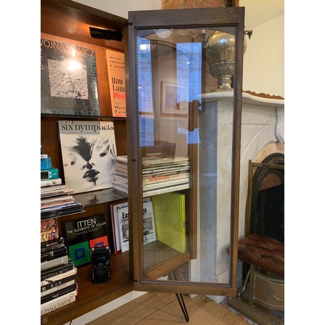 1940s Mid-Century Danish Modern Lighted Glass Door Walnut Cabinet/Credenza For Sale - Image 11 of 14