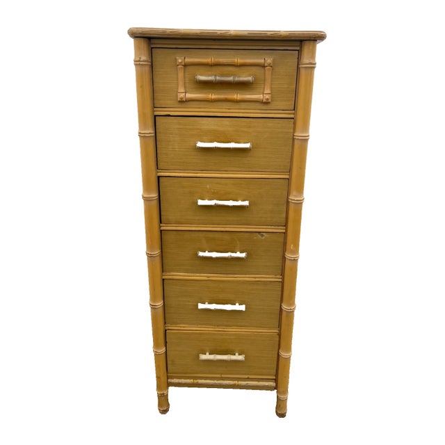 Gorgeous Vintage Retro Lingerie dresser Chest Faux Bamboo Six Drawers Tropical Style. 51" Tall X 17" Deep X 22" wide. Very...