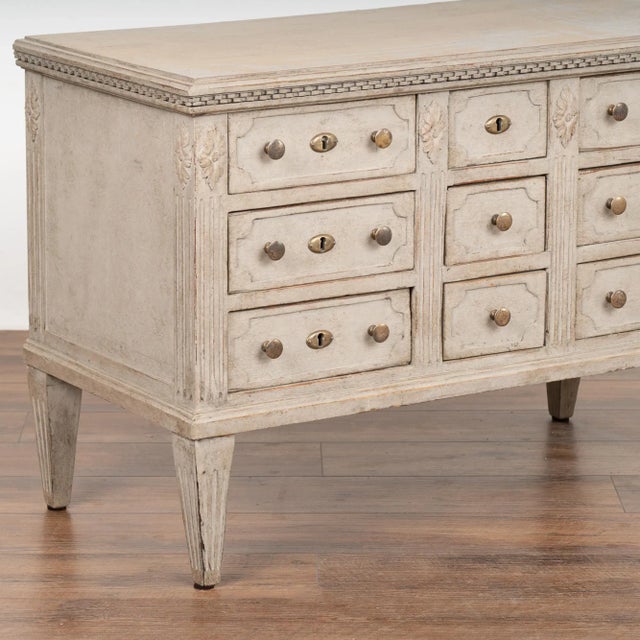 Gray Painted Small Chest of Nine Drawers, Sweden Circa 1860 For Sale - Image 6 of 9