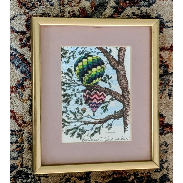 American Vintage Hot Air Balloons Lithograph Pencil Signed by Barbara Shoemaker For Sale - Image 3 of 4