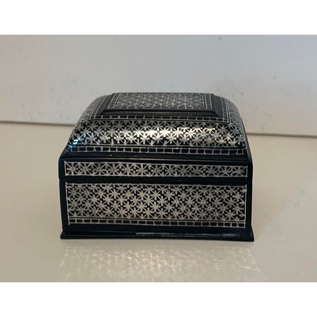 Metal Indian Bidri Sterling Overlay Casket For Sale - Image 7 of 7