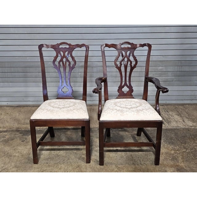 Set of 6 Late 20th Century Statton Chippendale Solid Cherry Dining Chairs Old Towne Maryland Made For Sale - Image 9 of 14