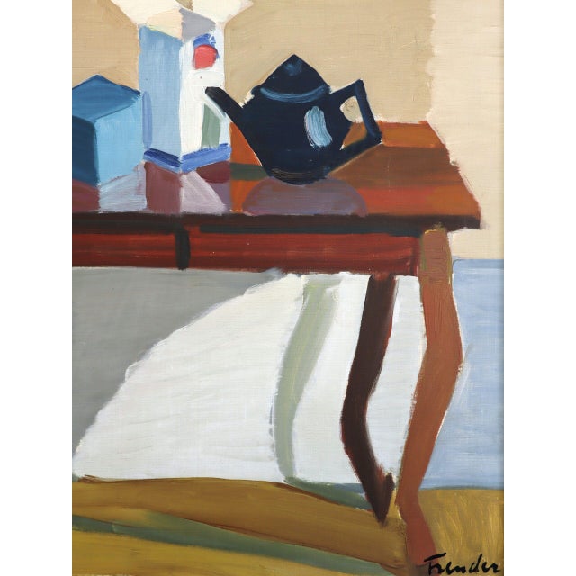 Mid-Century Modern 'The Blue Teapot' Swedish Original Still Life Oil Painting, Framed For Sale - Image 11 of 12