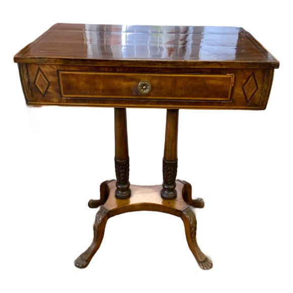 Circa 1820 New York Federal Carved and Inlaid Side Table For Sale