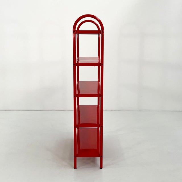 Red Tubular Standing Shelf, 1980s For Sale - Image 4 of 8