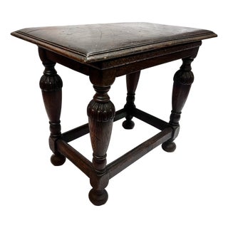 Antique 1800s English Oak Joint Stool/Side Table For Sale