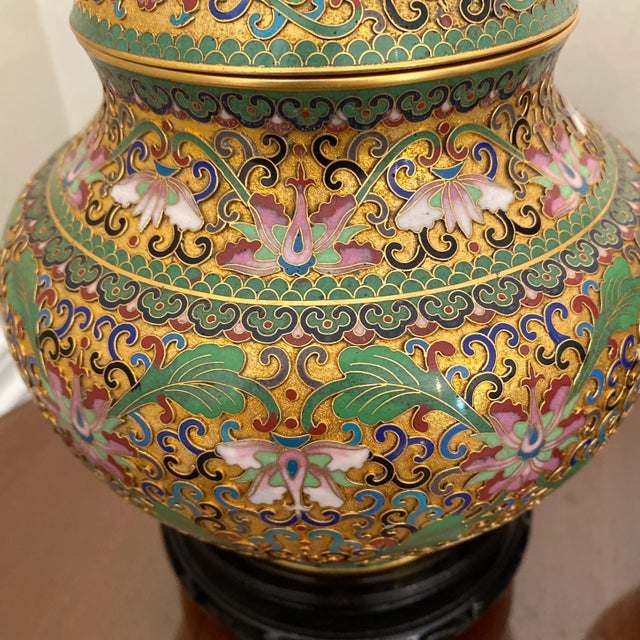Early 20th Century Large Japanese Cloisonne Lidded Jar Urn - a Pair For Sale - Image 4 of 11