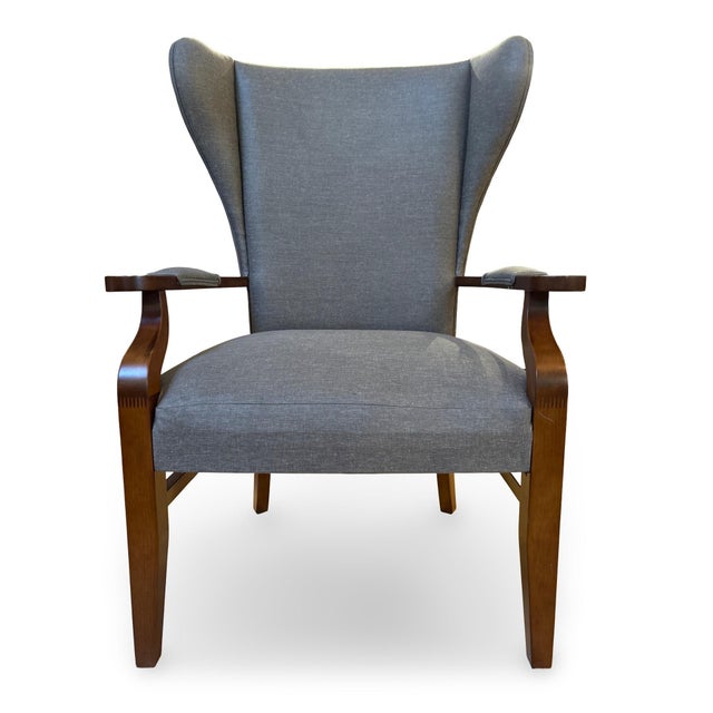 1990s Wingback Biedermeier-Style Lounge Chair For Sale - Image 4 of 12