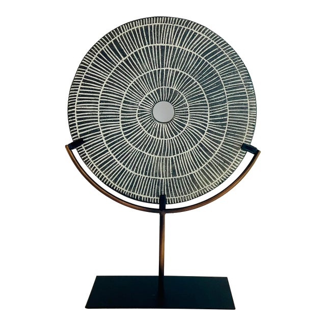 Organic Modern Gray Stone Radial Sculpture For Sale