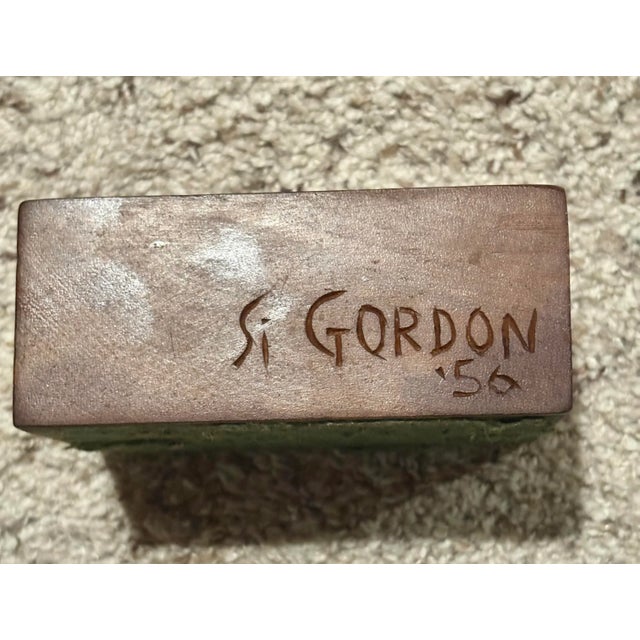 Abstract Sculpture in Chiseled Marble of a Male Torso by Artist ‘Si’ Gordon (11" High), Signed For Sale - Image 4 of 9