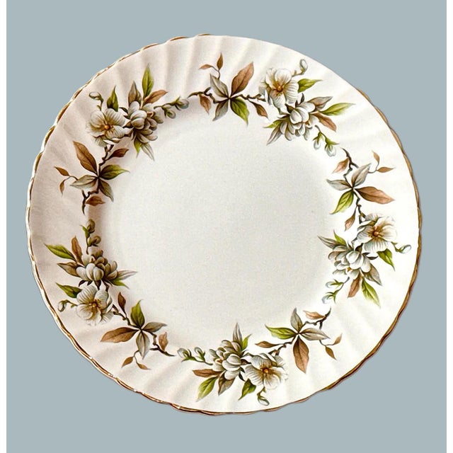 English S/6 Royal Adderley “Arcadia” Salad Plates – English Fine Bone China For Sale - Image 3 of 5