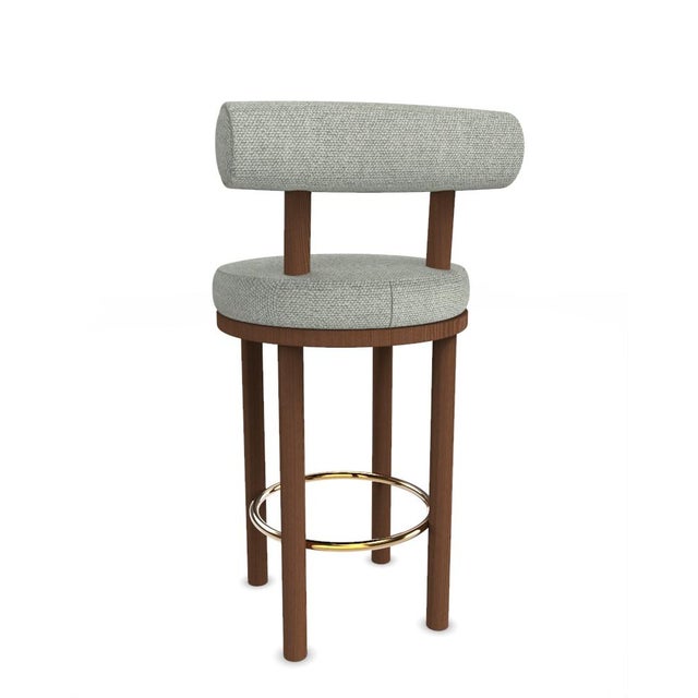 Collector Modern Moca Bar Chair in Safire 6 Fabric and Smoked Oak by Studio Rig For Sale - Image 4 of 7