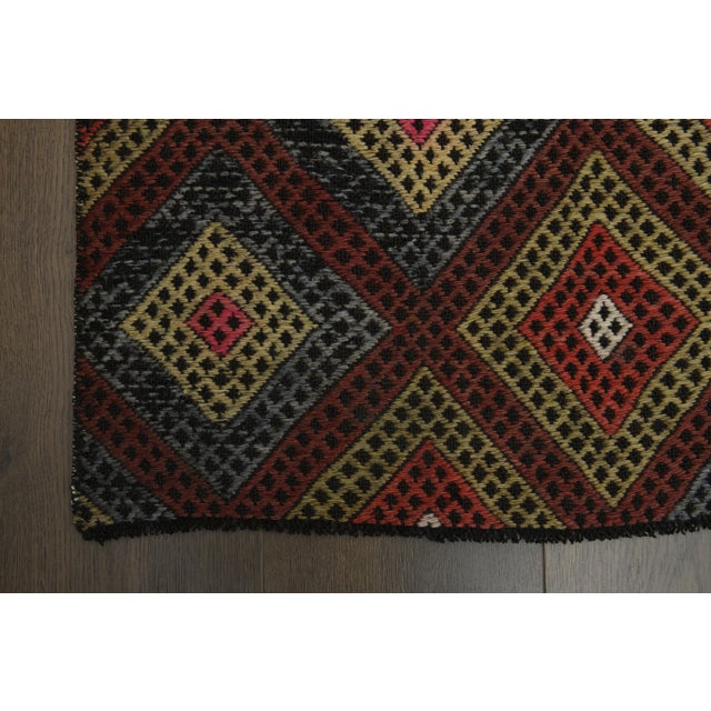 Textile 1970s Vintage Turkish Oushak Handmade Wool Cotton Red Runner Rug For Sale - Image 7 of 11