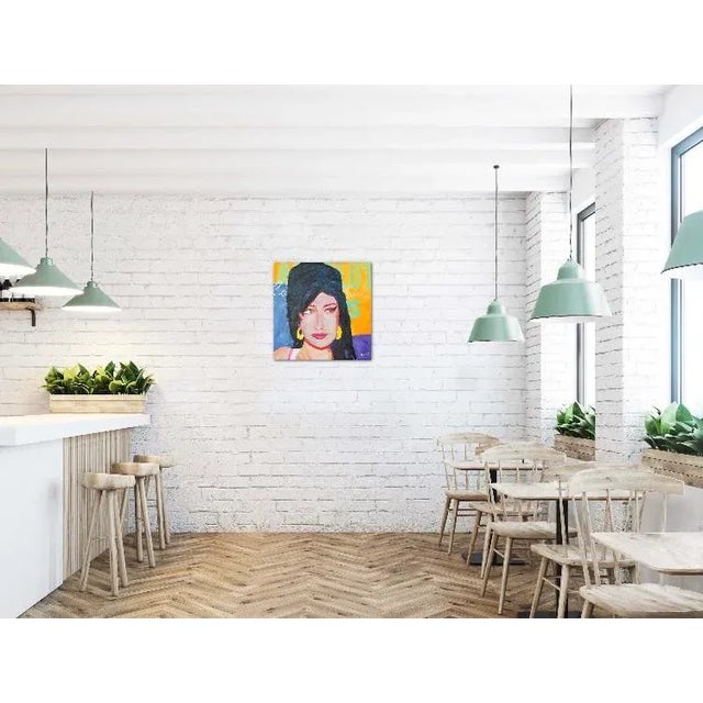 Contemporary Modern Narratives Collection — “Cat Eyes” Pop Art Portrait (Original Oil on Canvas) For Sale - Image 3 of 8