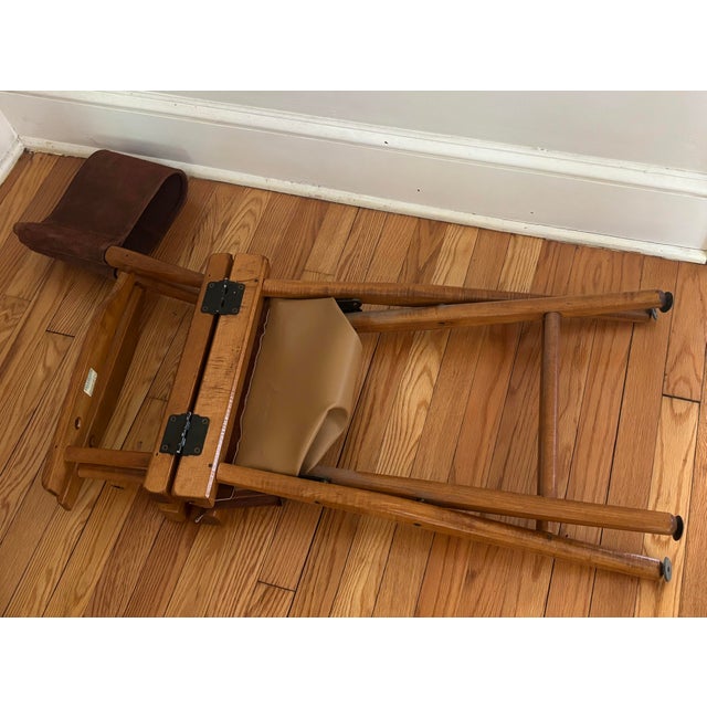 1980s American Suede Directors or Campaign X-Chair For Sale - Image 10 of 10