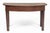 English George II black oak D-end table atop a plain bowfront frieze with straight ends, molded bottom edge, supported on...