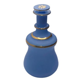 Antique French Blue Opaline Decanter For Sale