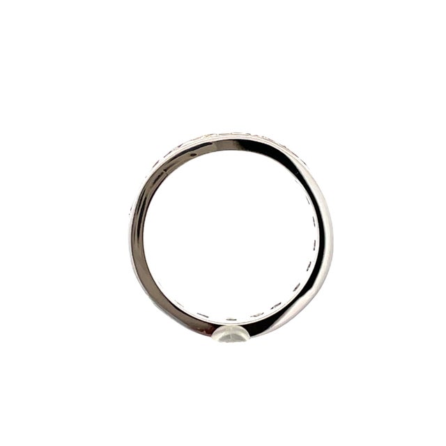 Modern 14k White Gold Diamond Eternity Band, Size 5.75 For Sale - Image 3 of 6